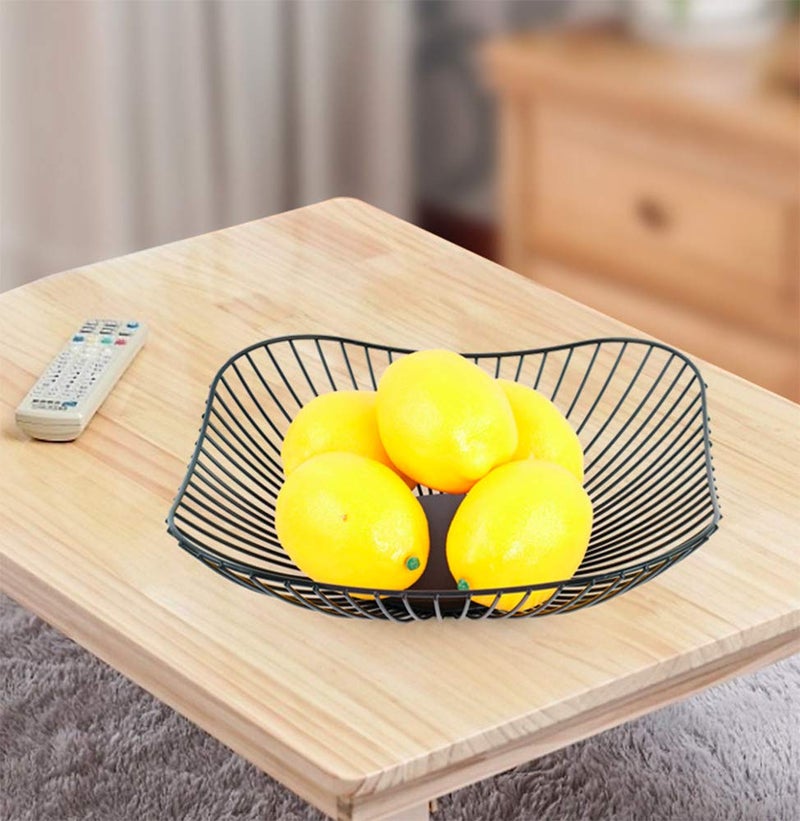 7UYUU Metal Fruit Basket - Black Fruit Bowl for Kitchen Counter - Wire Storage Basket for Vegetable Snack Candy - Square Fruit Holder for Countertop - 10 Inches (Square) - Image 2